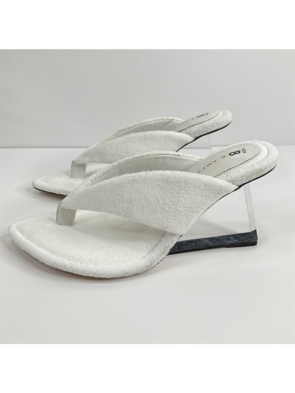 Good American Heels Womens Sz 8 White Terry Cloth Cinder F*cking Rella $260 Nwb - Picture 4 of 16